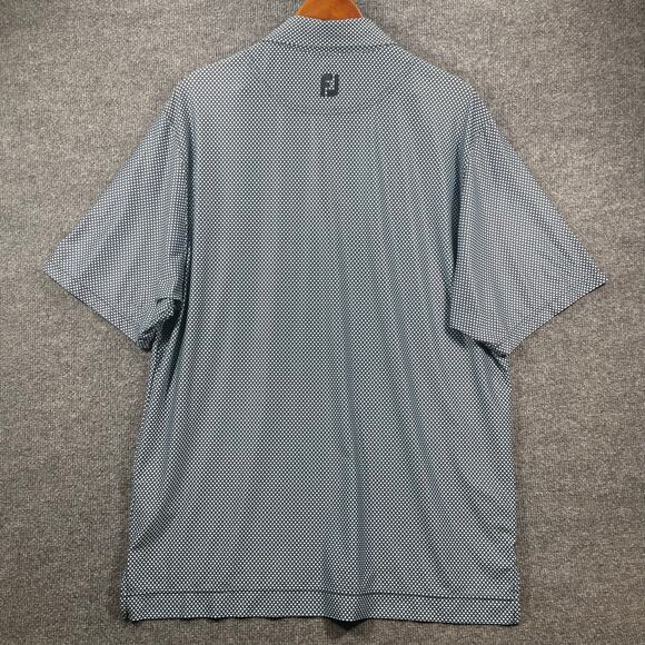 FootJoy Golf Polo Shirt Men's Large Blue Geometric Allover Outdoors Stretch - Picture 10 of 11
